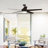 Fanimation Studio Collection Covert 64-in Aged Bronze LED Indoor/Outdoor Ceiling Fan with Remote, 5-Blade