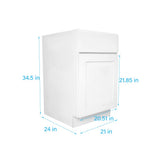 RELIABILT Fairplay 21-in W x 34.5-in H x 24-in D White 1-Drawer Base Ready To Assemble Plywood Cabinet (Recessed Panel Shaker Door Style)