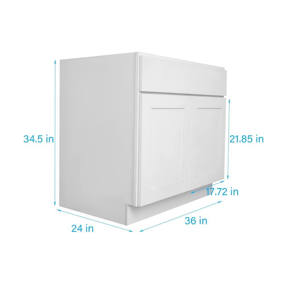RELIABILT Fairplay 36-in W x 34.5-in H x 24-in D White 1-Drawer Base Ready To Assemble Plywood Cabinet (Recessed Panel Shaker Door Style)