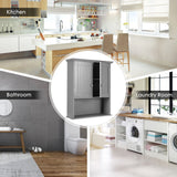 Goplus 8-in x 28-in x 23.5-in Grey Soft Close Bathroom Wall Cabinet