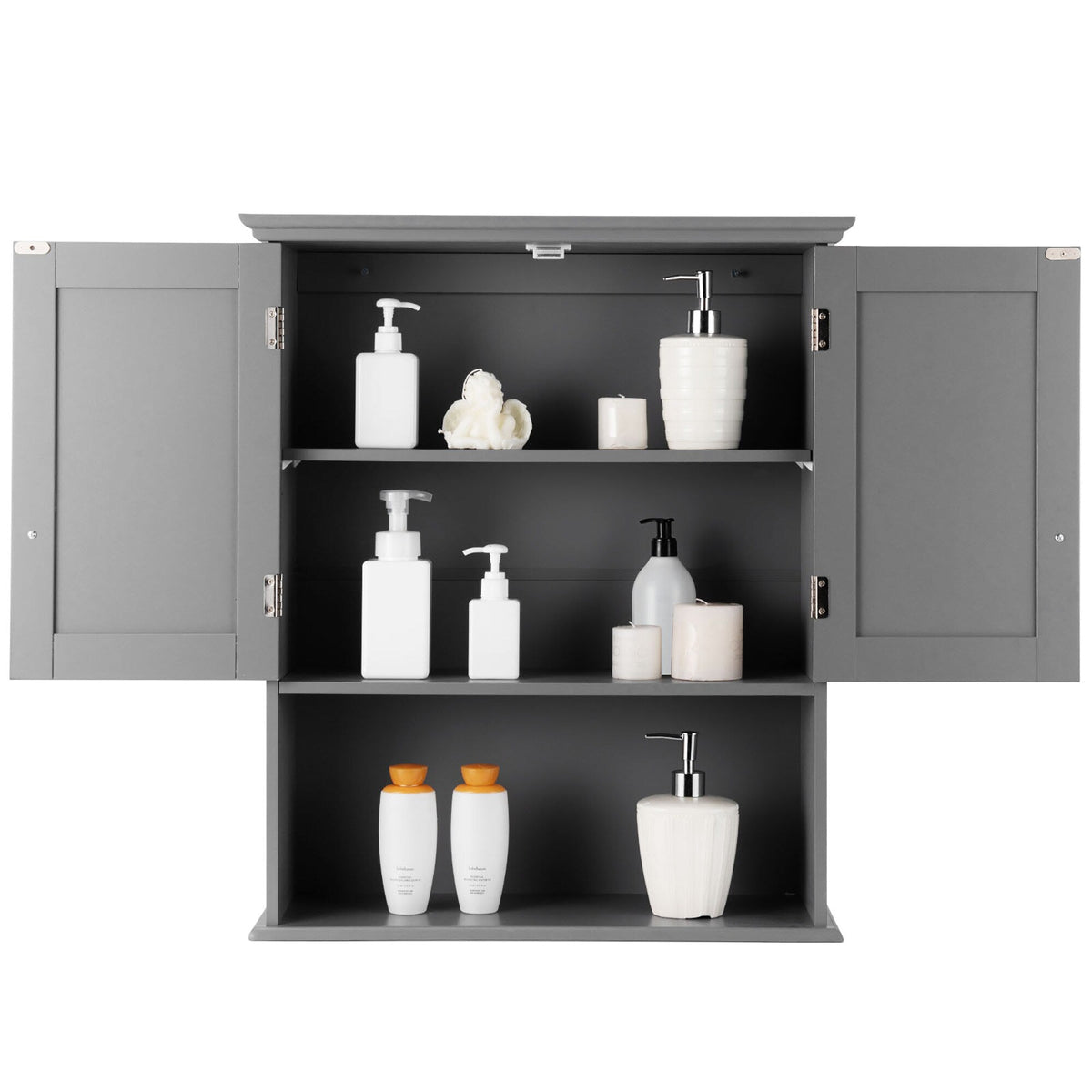 Goplus 8-in x 28-in x 23.5-in Grey Soft Close Bathroom Wall Cabinet