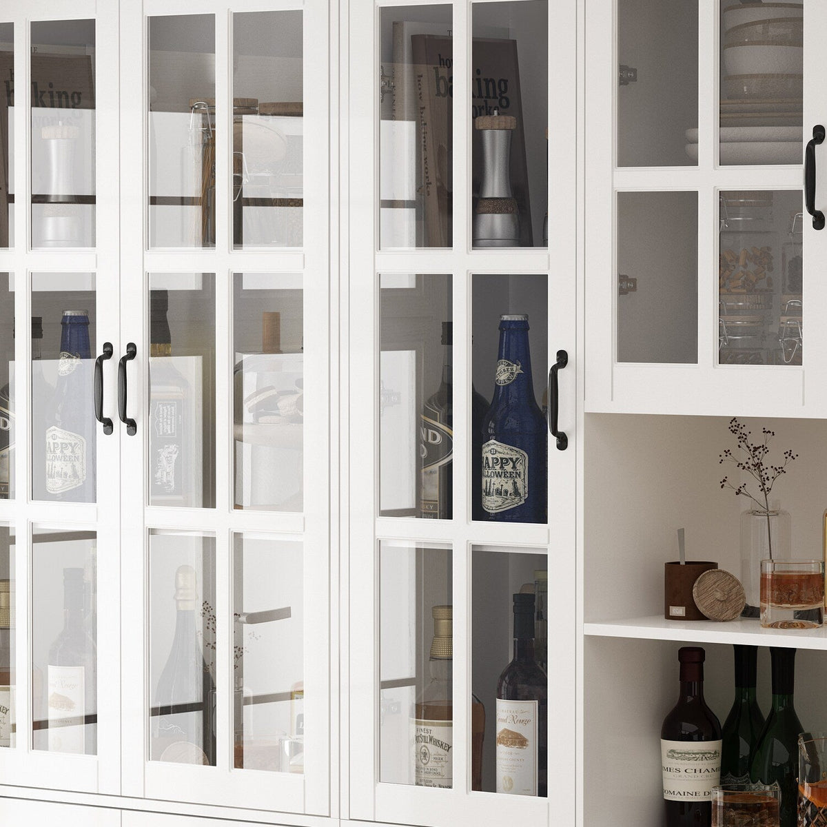 FUFU&GAGA Contemporary/Modern White China Cabinet with Wine Storage