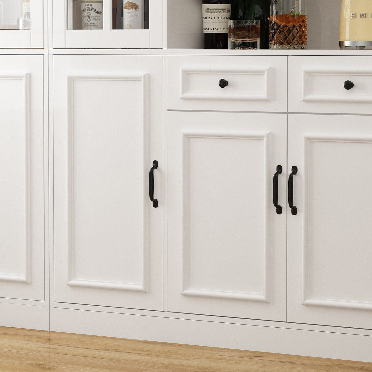 FUFU&GAGA Contemporary/Modern White China Cabinet with Wine Storage