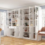 FUFU&GAGA Contemporary/Modern White China Cabinet with Wine Storage