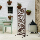 HIGHLANDERHOME 7-ft H x 3-ft W Brown Metal Galvanized Iron Decorative Metal Lattice-top Privacy Fence Panel