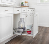 Rev-A-Shelf Single-Tier Pull-Out Basket Organizer, 20.5 in W x 6 in H x 22 in D, Chrome, Soft-Close