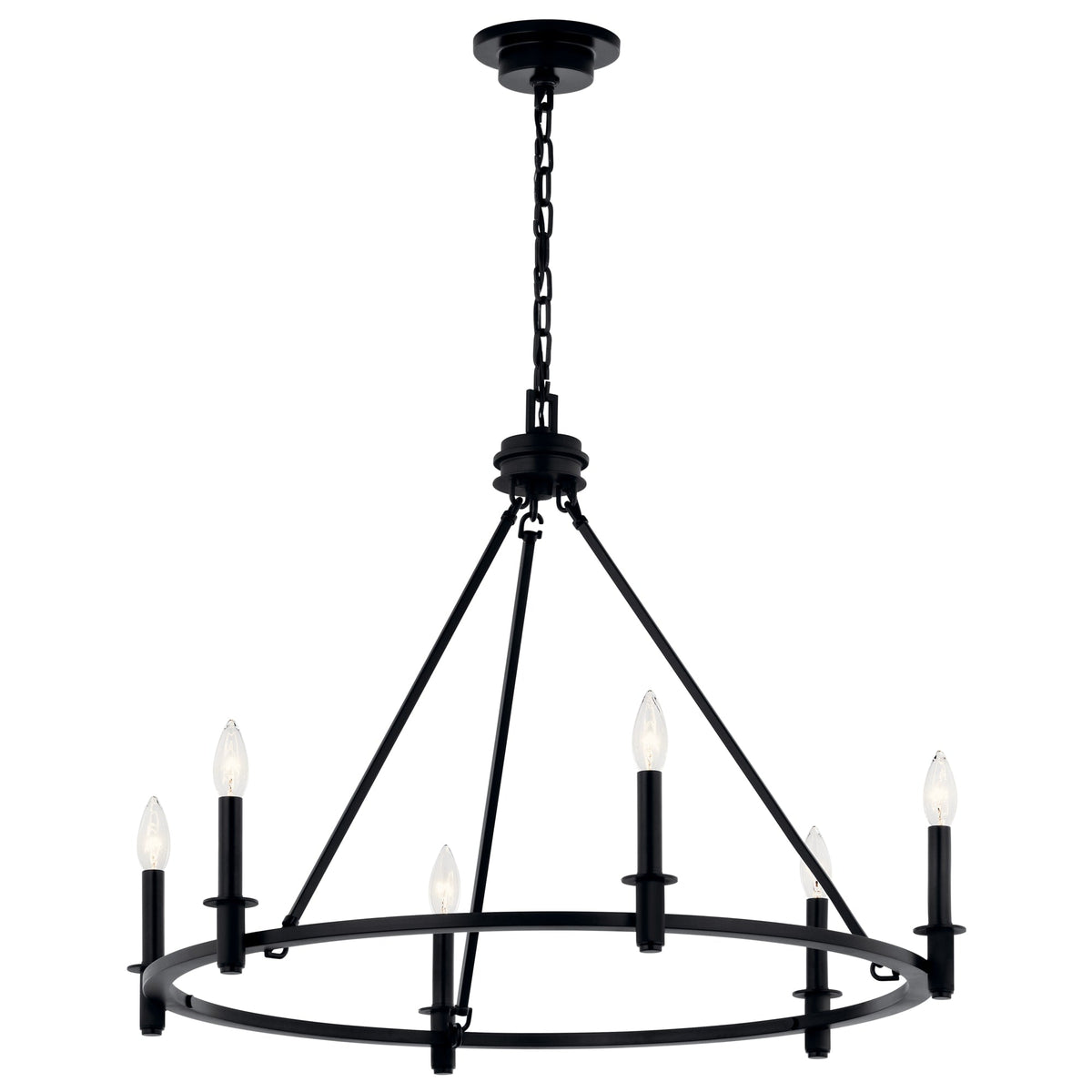 Kichler Carrick 6-Light Black Traditional Bare Bulb Chandelier