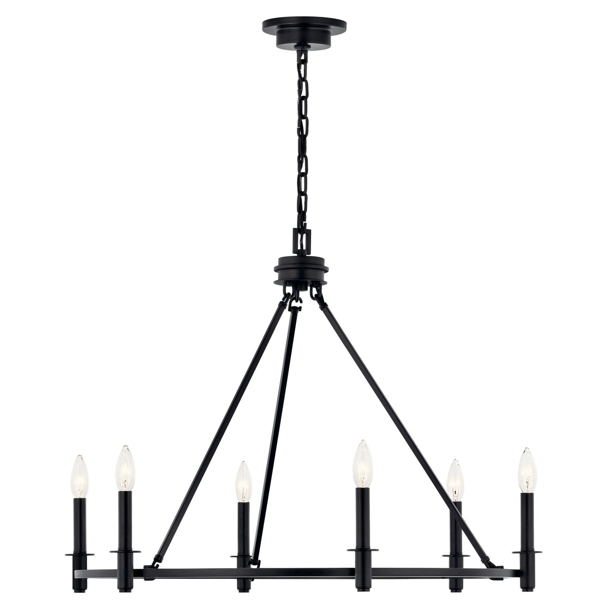 Kichler Carrick 6-Light Black Traditional Bare Bulb Chandelier