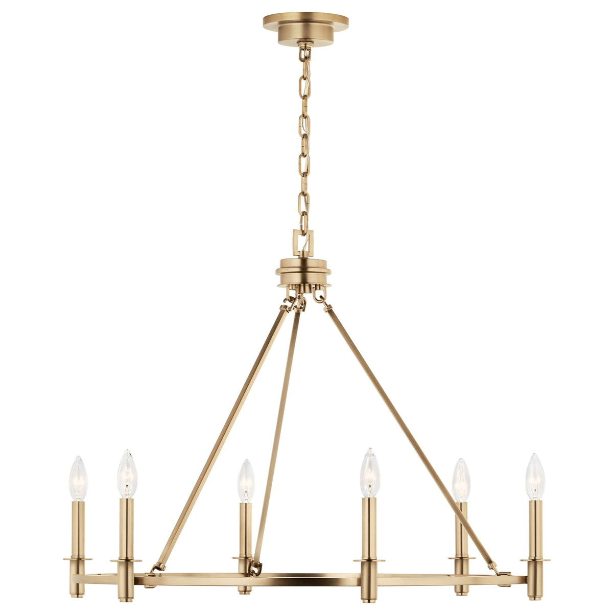 Kichler Carrick 6-Light Gold Traditional Bare Bulb Chandelier
