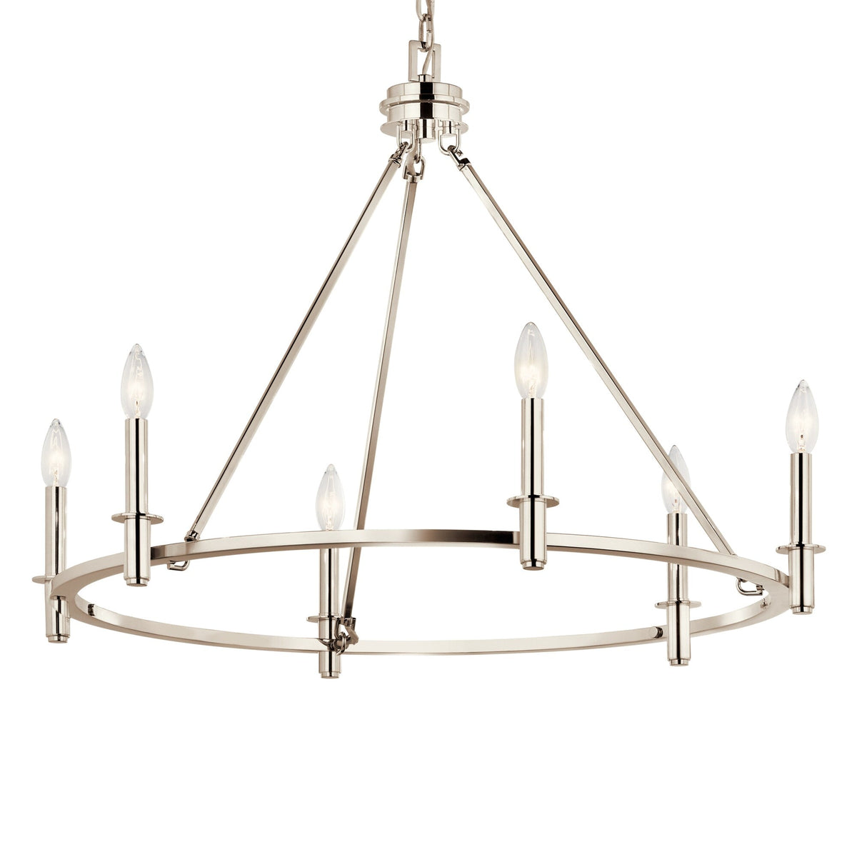 Kichler Carrick 6-Light Polished Nickel Traditional Bare Bulb Chandelier