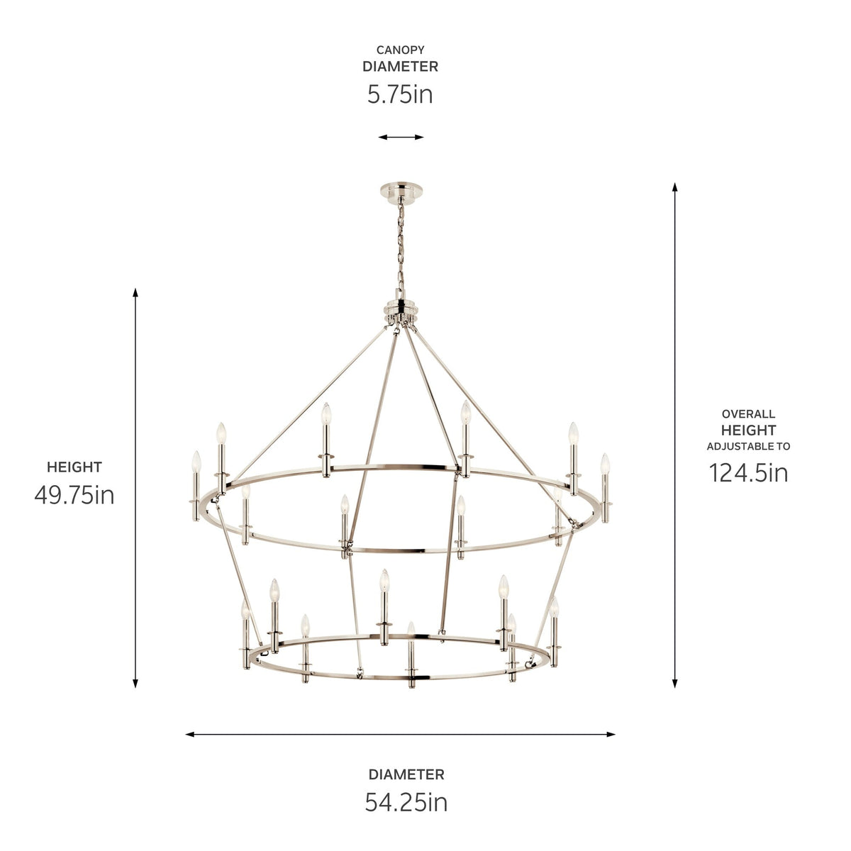 Kichler Carrick 18-Light Polished Nickel Traditional Bare Bulb Chandelier