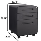 SINOFURN Black 3-Drawer 15.8-in File Cabinet