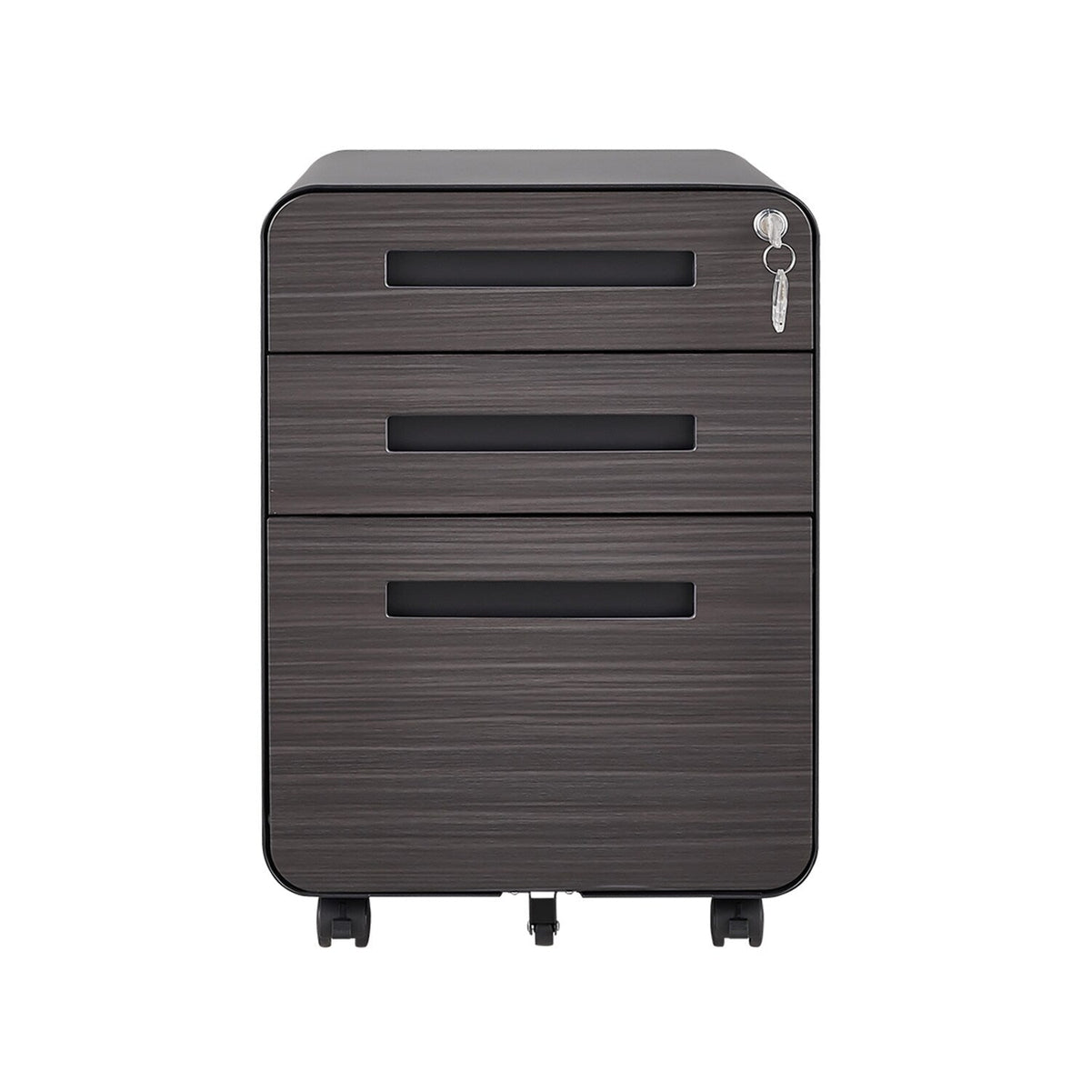 SINOFURN Gray Black 3-Drawer 15.8-in File Cabinet