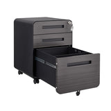 SINOFURN Gray Black 3-Drawer 15.8-in File Cabinet