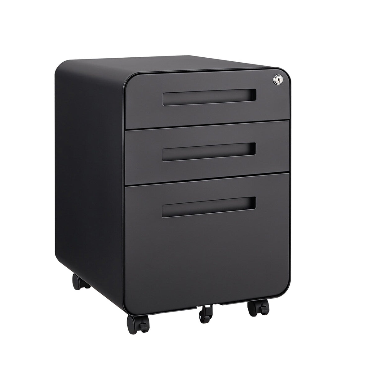SINOFURN Black 3-Drawer 15.8-in File Cabinet