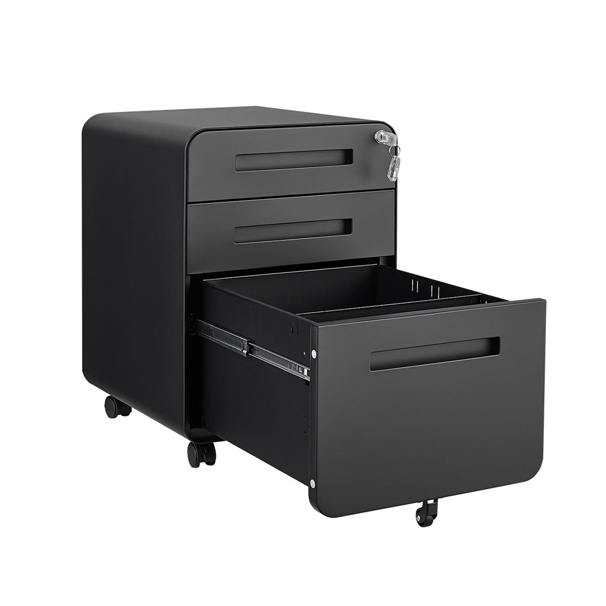 SINOFURN Black 3-Drawer 15.8-in File Cabinet