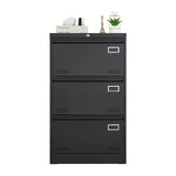 SINOFURN Black 3-Drawer 23.6-in File Cabinet