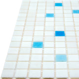 Apollo Tile Mingles White and Blue 12-in x 12-in Glossy Glass Uniform Squares Floor and Wall Tile (20-sq. ft/ Carton)