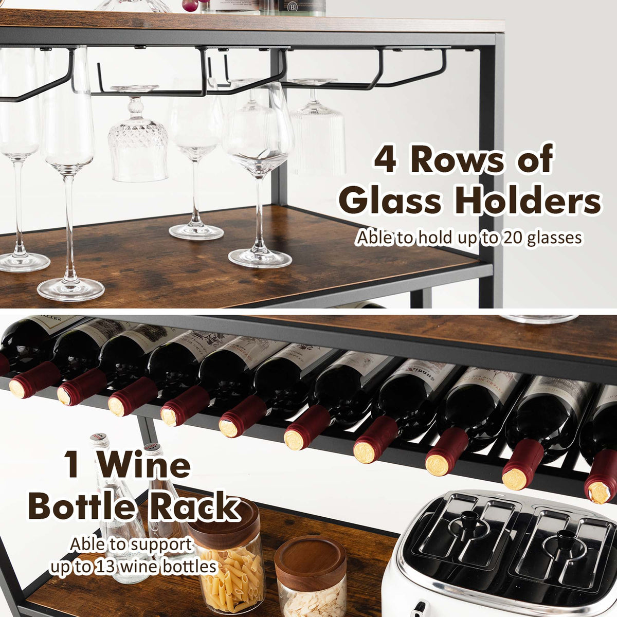 Goplus 300-Bottle Rustic Brown Wood Wine Cabinet