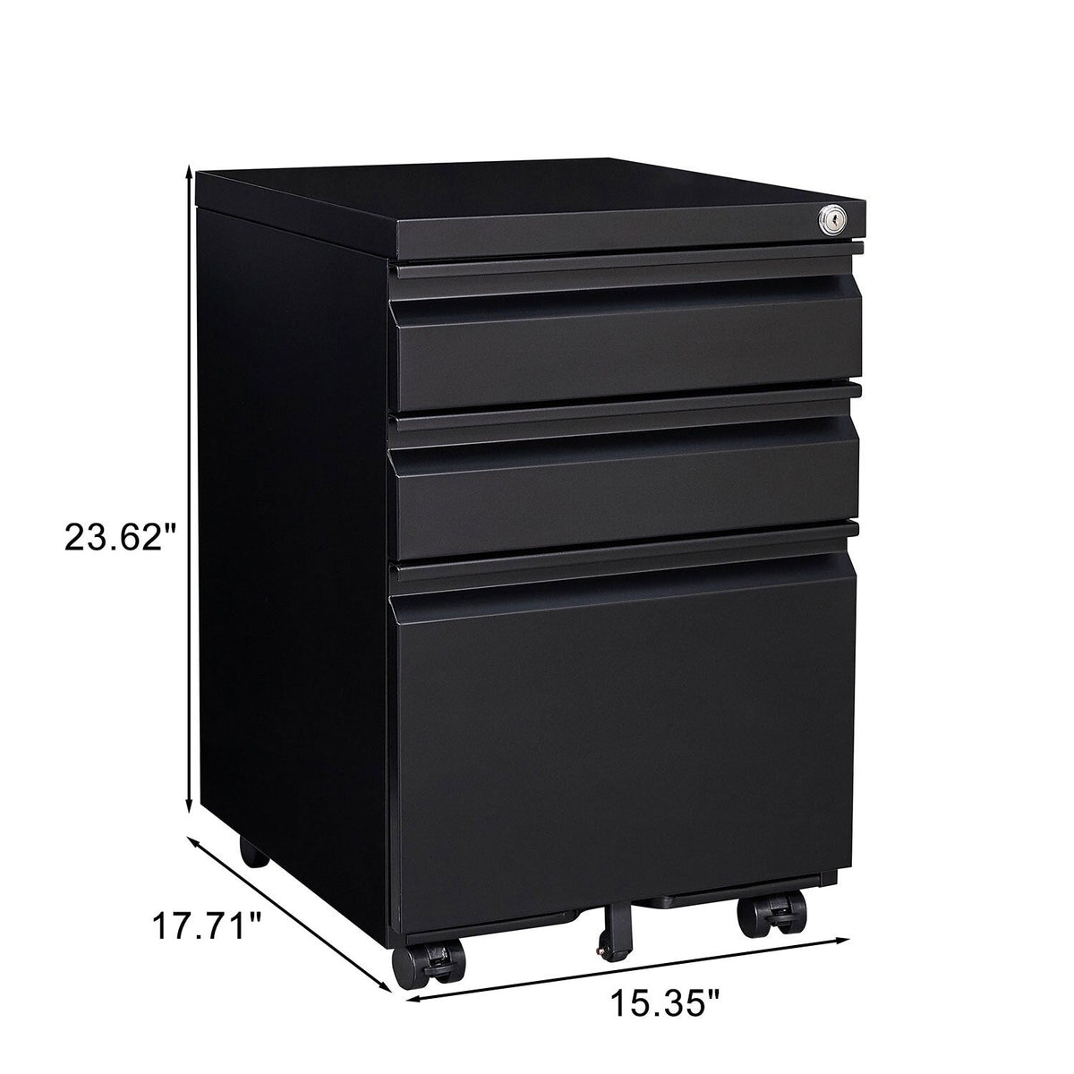 Bybafun White 3-Drawer 15.4-in File Cabinet