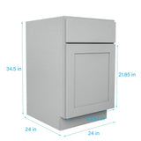 RELIABILT Overlake 24-in W x 34.5-in H x 24-in D Gray 1-Drawer Base Ready To Assemble Plywood Cabinet (Recessed Panel Shaker Door Style)