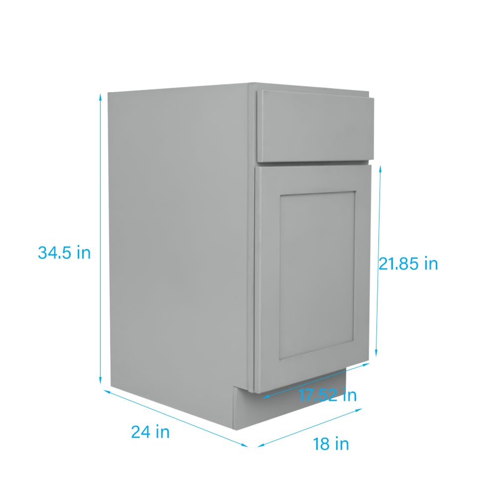 RELIABILT Overlake 18-in W x 34.5-in H x 24-in D Gray 1-Drawer Pull-out Wastebasket Base Ready To Assemble Plywood Cabinet (Recessed Panel Shaker Style)