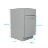 RELIABILT Overlake 18-in W x 34.5-in H x 24-in D Gray 1-Drawer Pull-out Wastebasket Base Ready To Assemble Plywood Cabinet (Recessed Panel Shaker Style)