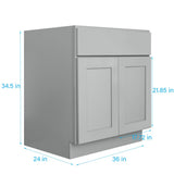 RELIABILT Overlake 36-in W x 34.5-in H x 24-in D Gray 1-Drawer Base Ready To Assemble Plywood Cabinet (Recessed Panel Shaker Door Style)