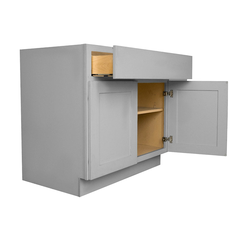 RELIABILT Overlake 36-in W x 34.5-in H x 24-in D Gray 1-Drawer Base Ready To Assemble Plywood Cabinet (Recessed Panel Shaker Door Style)