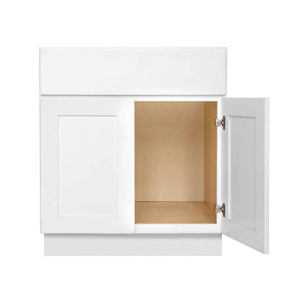 RELIABILT Fairplay 30-in W x 34.5-in H x 24-in D White Sink Base Ready To Assemble Plywood Cabinet (Recessed Panel Shaker Style)