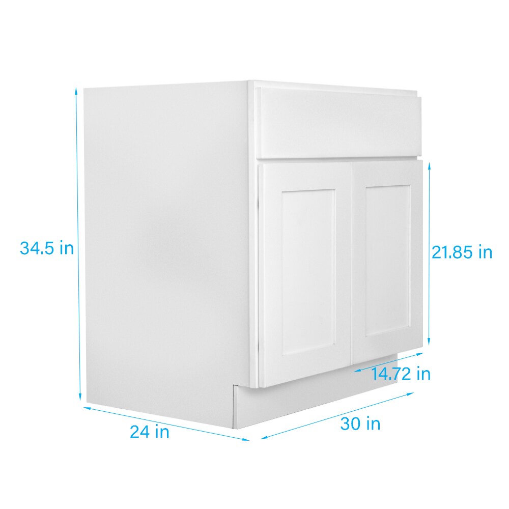 RELIABILT Fairplay 30-in W x 34.5-in H x 24-in D White Sink Base Ready To Assemble Plywood Cabinet (Recessed Panel Shaker Style)