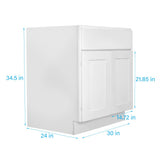 RELIABILT Fairplay 30-in W x 34.5-in H x 24-in D White Sink Base Ready To Assemble Plywood Cabinet (Recessed Panel Shaker Style)