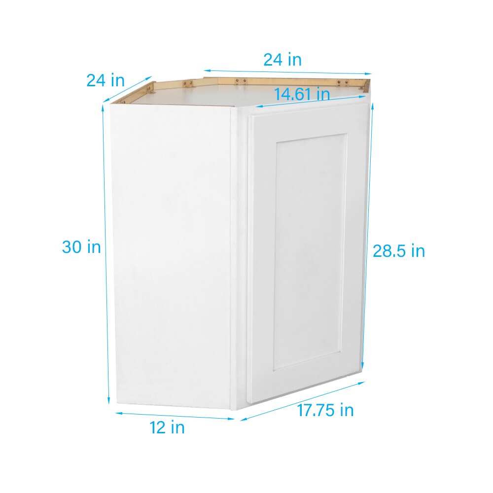 RELIABILT Fairplay 24-in W x 30-in H x 24-in D White Diagonal Corner Wall Ready To Assemble Plywood Cabinet (Recessed Panel Shaker Style)