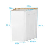 RELIABILT Fairplay 24-in W x 30-in H x 24-in D White Diagonal Corner Wall Ready To Assemble Plywood Cabinet (Recessed Panel Shaker Style)