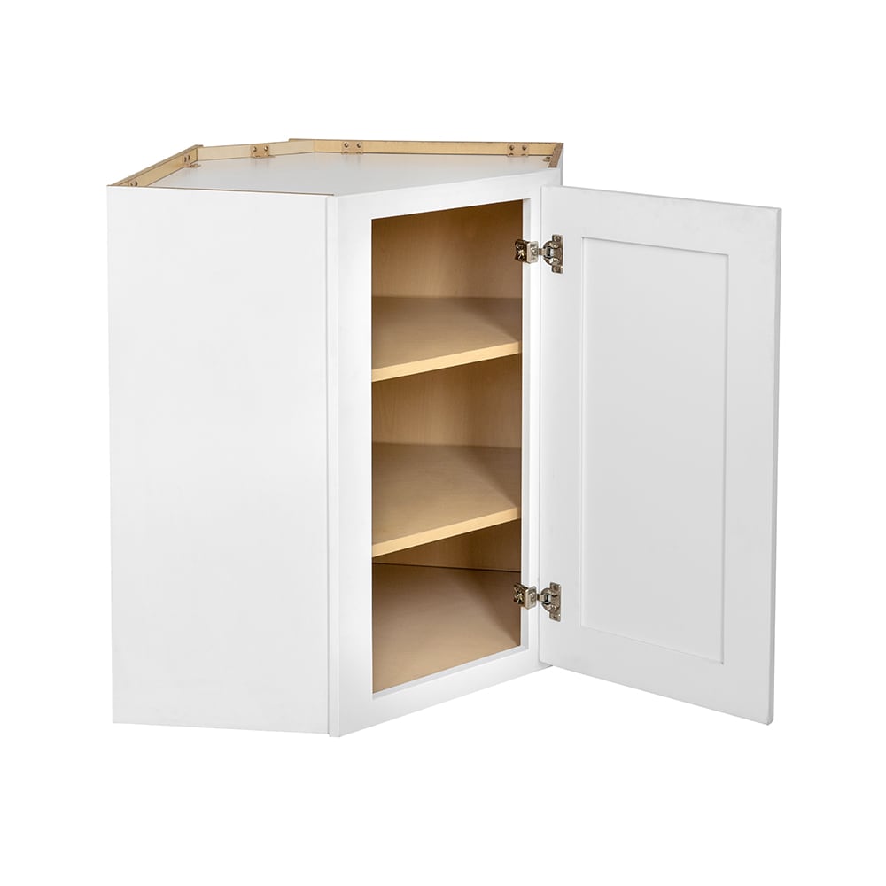 RELIABILT Fairplay 24-in W x 30-in H x 24-in D White Diagonal Corner Wall Ready To Assemble Plywood Cabinet (Recessed Panel Shaker Style)