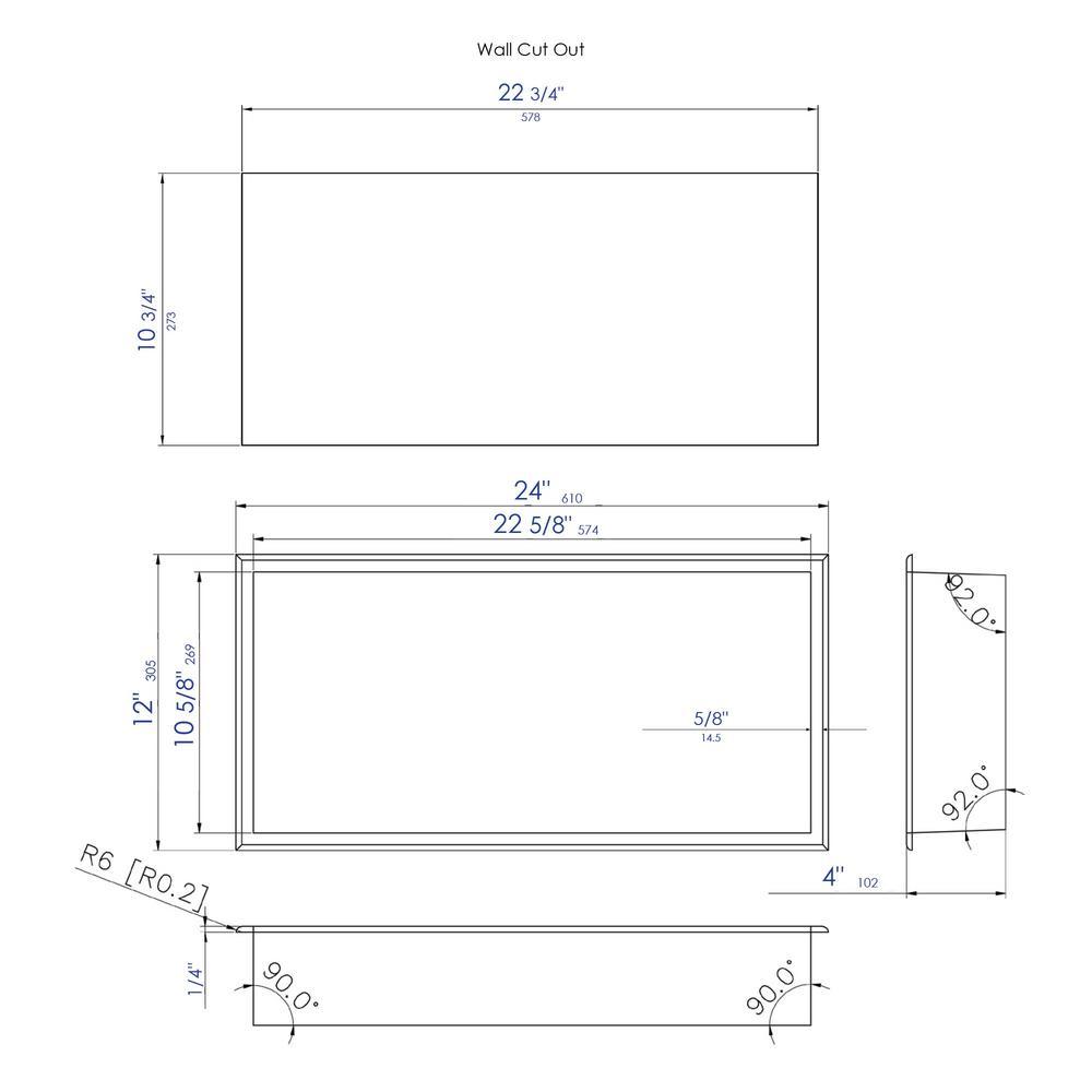 24 in. x 12 in. x 4 in. Niche in Polished Stainless Steel - Super Arbor