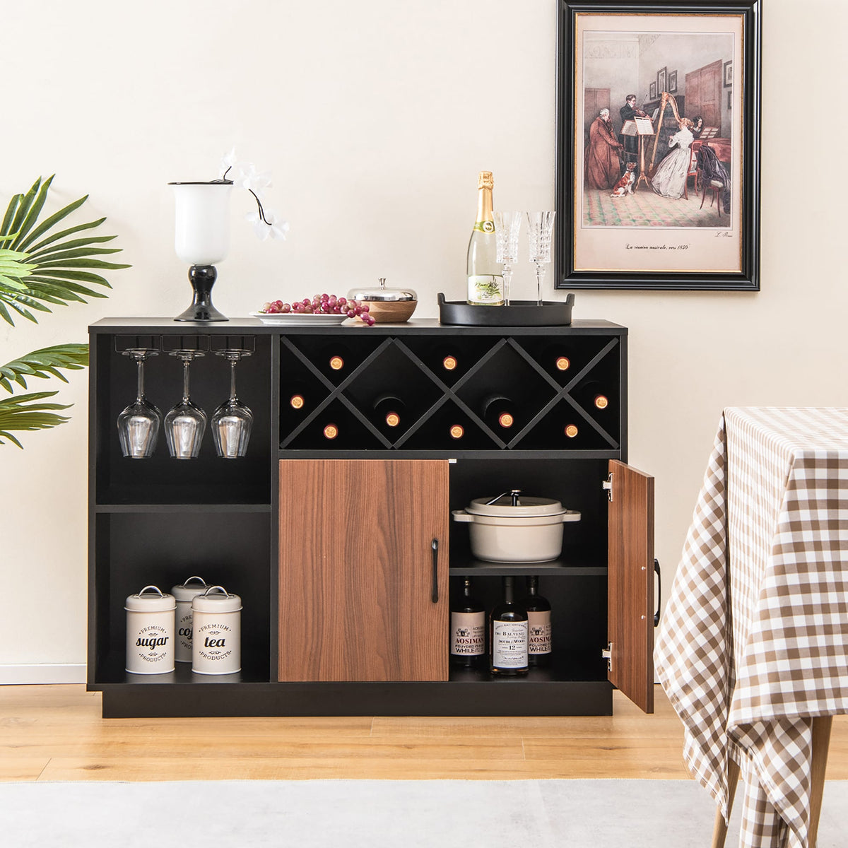 Goplus 235-Bottle Black Mdf Wine Cabinet