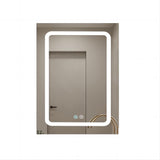 Forclover 20-in x 30-in Lighted LED Fog Free Surface Mount Black Mirrored Soft Close Medicine Cabinet