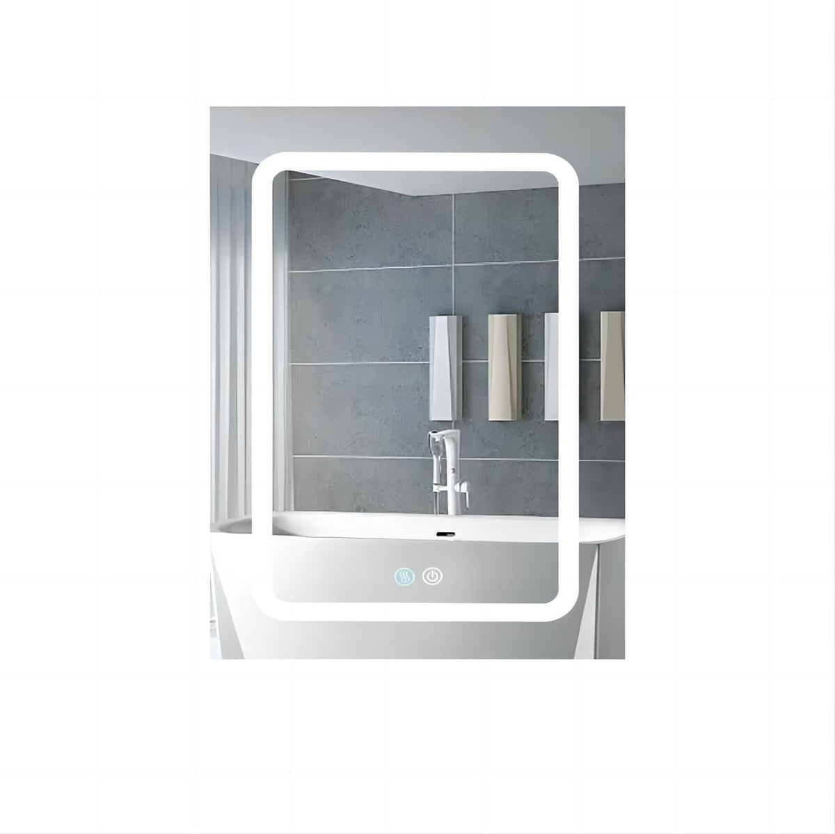 Forclover 20-in x 30-in Lighted LED Fog Free Surface Mount Black Mirrored Soft Close Medicine Cabinet