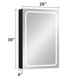 Forclover 20-in x 30-in Lighted LED Fog Free Surface Mount Black Mirrored Soft Close Medicine Cabinet