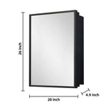 AAZJ AS 20-in x 26-in Surface/Recessed Mount Black Mirrored Medicine Cabinet