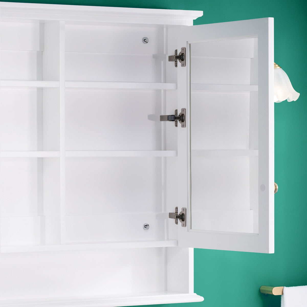 WELLFOR GRACE Solid Wood 36-in x 34-in Surface Mount White Mirrored Soft Close Medicine Cabinet