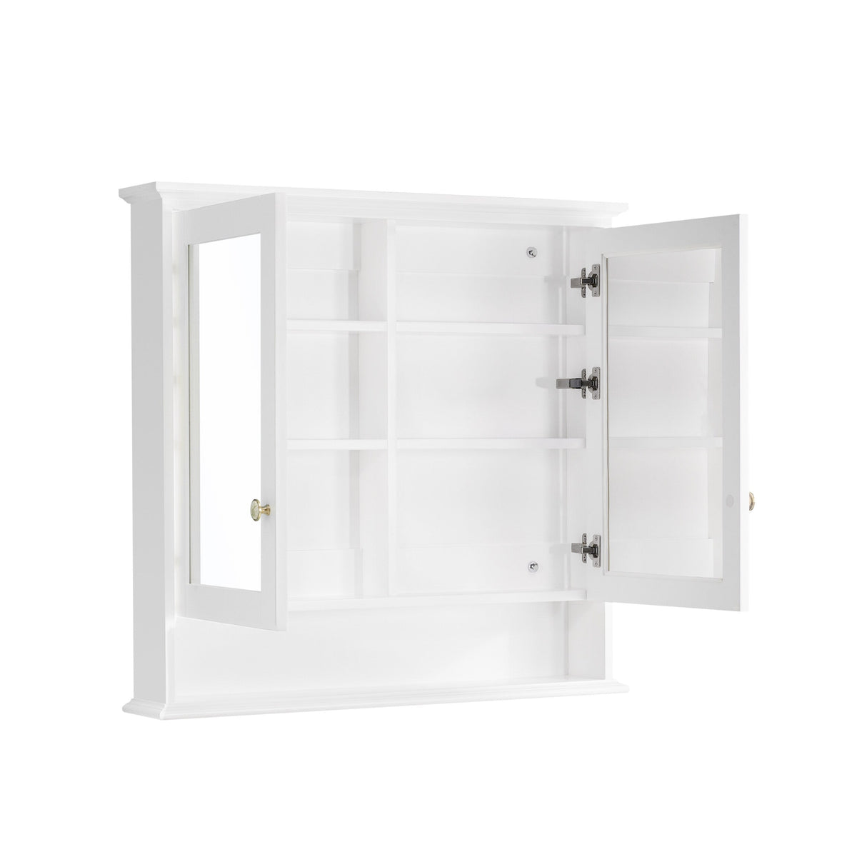 WELLFOR GRACE Solid Wood 36-in x 34-in Surface Mount White Mirrored Soft Close Medicine Cabinet