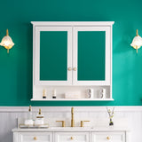 WELLFOR GRACE Solid Wood 36-in x 34-in Surface Mount White Mirrored Soft Close Medicine Cabinet