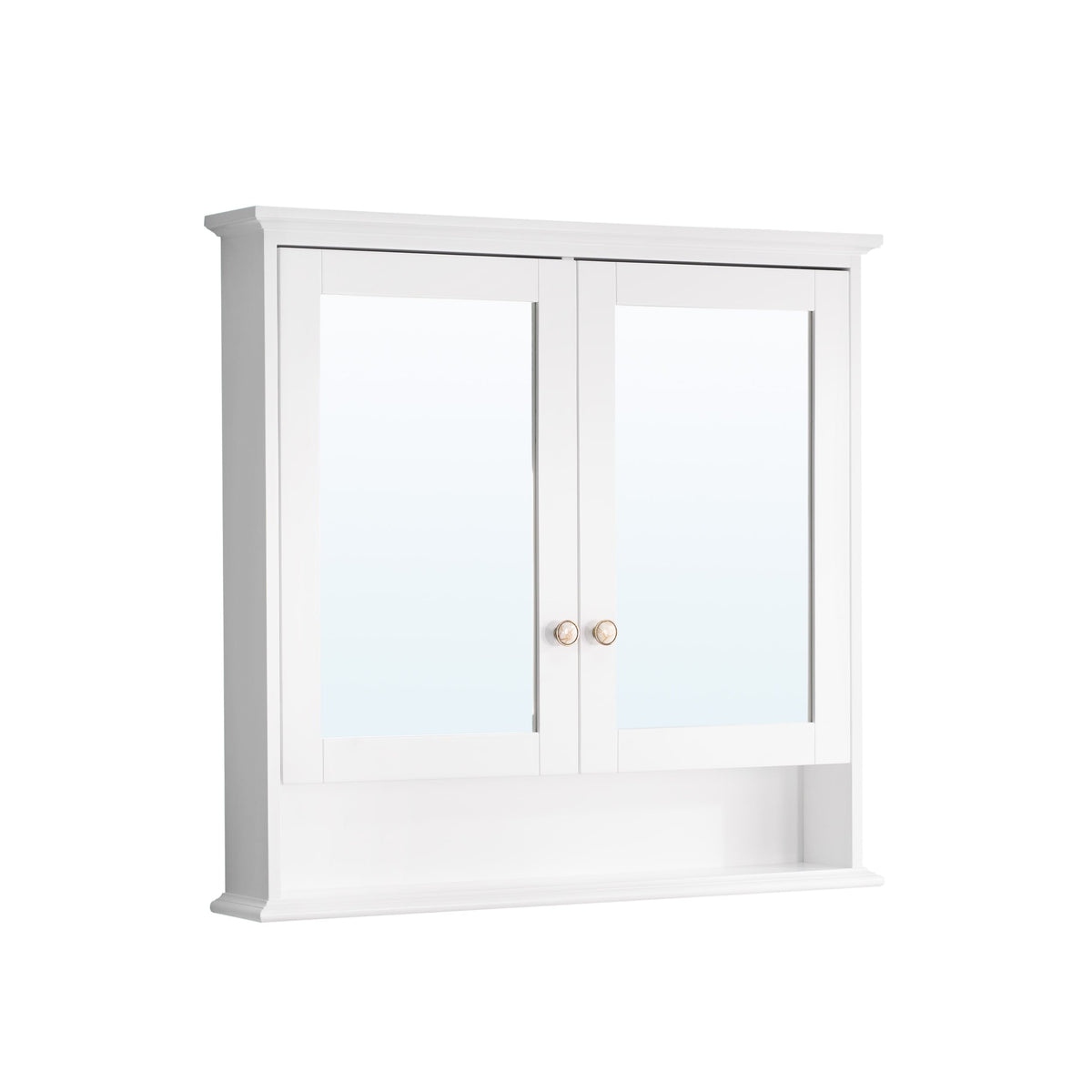 WELLFOR GRACE Solid Wood 36-in x 34-in Surface Mount White Mirrored Soft Close Medicine Cabinet