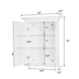 WELLFOR GRACE Solid Wood 24-in x 30-in Surface Mount White Mirrored Soft Close Medicine Cabinet