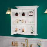 WELLFOR GRACE Solid Wood 24-in x 30-in Surface Mount White Mirrored Soft Close Medicine Cabinet