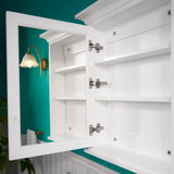 WELLFOR GRACE Solid Wood 24-in x 30-in Surface Mount White Mirrored Soft Close Medicine Cabinet