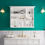 WELLFOR GRACE Solid Wood 36-in x 30-in Surface Mount White Mirrored Soft Close Medicine Cabinet