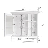 WELLFOR GRACE Solid Wood 36-in x 30-in Surface Mount White Mirrored Soft Close Medicine Cabinet